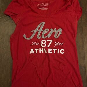 Aeropostale Red Athletic Graphic Tee